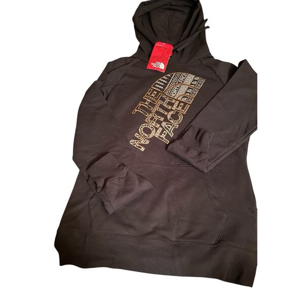Woman’s Black 2017 North Face Large W Foil Jumbo Logo Hoodie W Pocket NWT READ - Picture 2 of 16